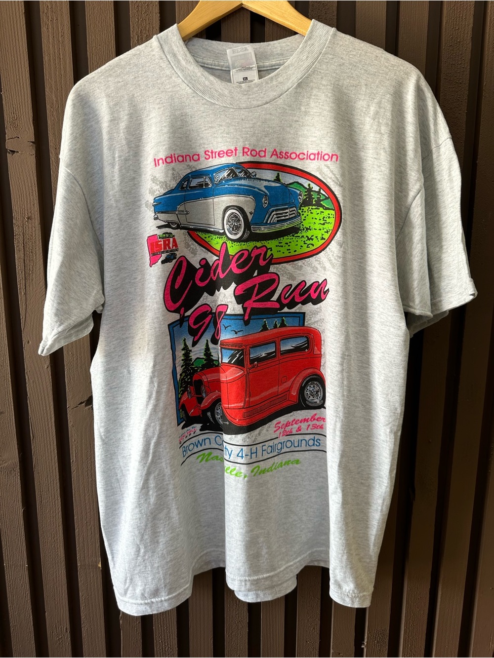 1998 Indiana Street Rod Association 'Cider Run' Graphic Tee Cars Hotrod Mens XL